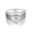 18k White and Yellow Gold Men's Ring - Round Diamond