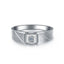 18k White and Yellow Gold Men's Ring - Diagonal Grooves