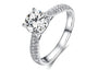 Triple Row Diamond Micro-Pavé 4-Prong Solitaire Engagement Ring