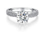 Triple Row Diamond Micro-Pavé 4-Prong Solitaire Engagement Ring