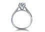 Triple Row Diamond Micro-Pavé 4-Prong Solitaire Engagement Ring