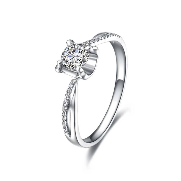 Twist Single Row Micro-Pavé Tiger Claw setting Diamond Engagement Ring