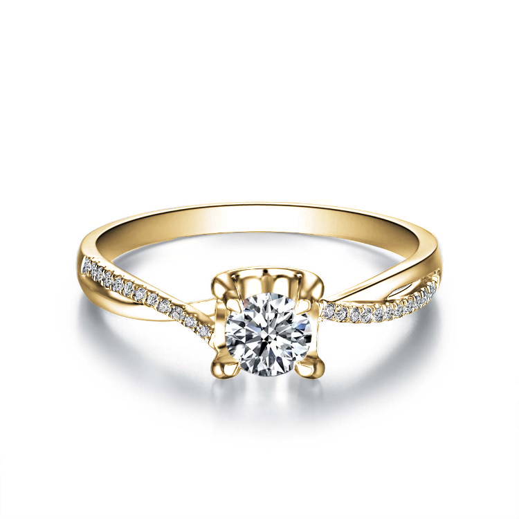 Twist Single Row Micro-Pavé Tiger Claw setting Diamond Engagement Ring