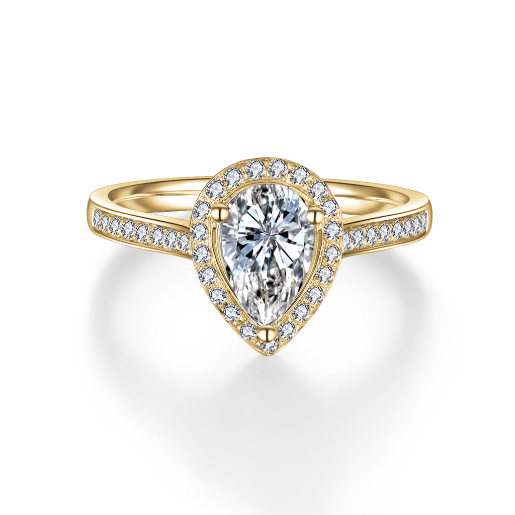 Classic Pear-Shaped Diamond Halo Setting Engagement Ring