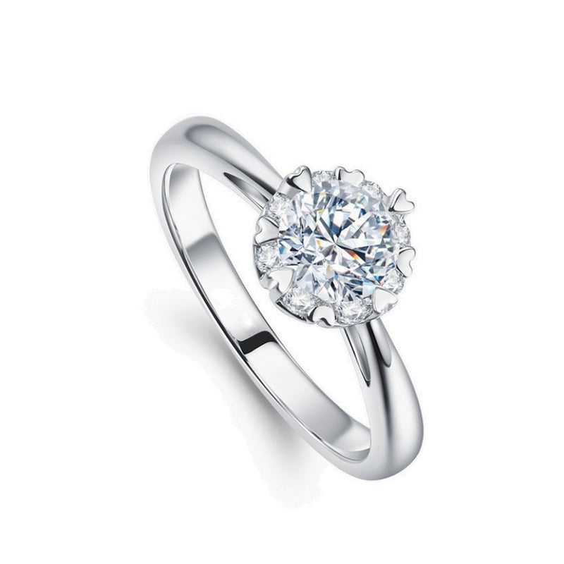 Classic Floral Solitaire Diamond Engagement Ring