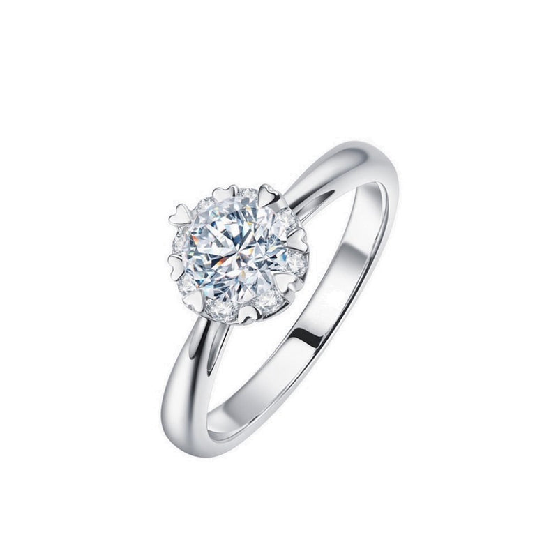 Classic Floral Solitaire Diamond Engagement Ring