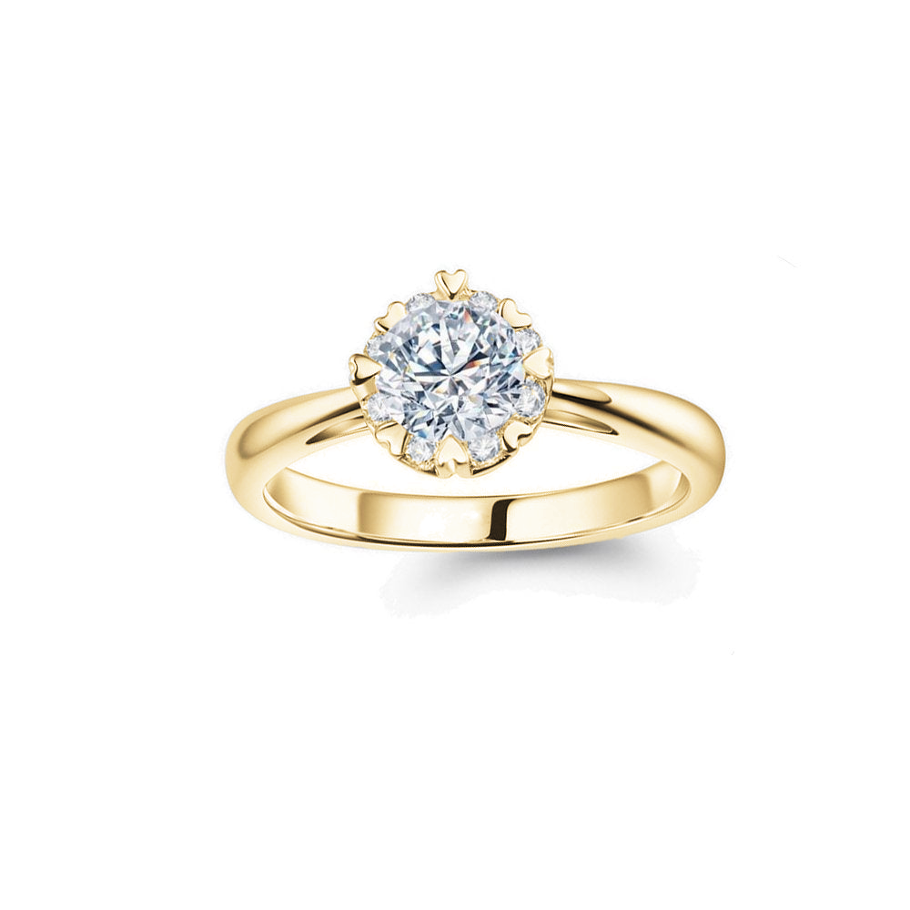 Classic Floral Solitaire Diamond Engagement Ring