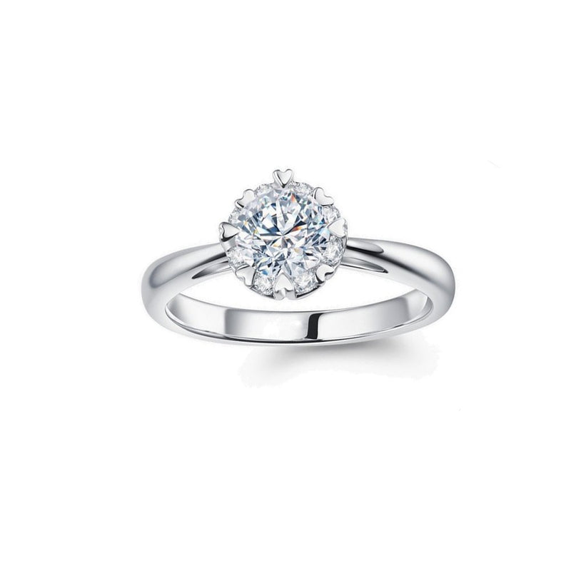 Classic Floral Solitaire Diamond Engagement Ring